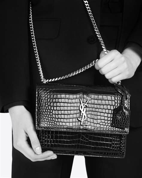 ysl croc embossed leather shoulder bag|SUNSET MEDIUM IN CROCODILE.